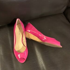 Talbots Pink Peep Toe Wedge Shoes